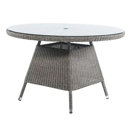 Monx Round Garden Dining Table - Mid Grey, Glass