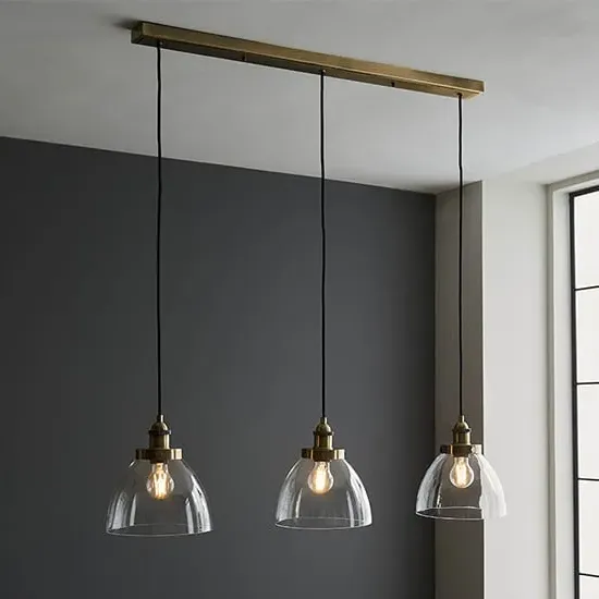 Monza 3-Light Linear Ceiling Pendant - Antique Brass image