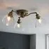 Monza 3 Light Semi-Flush Ceiling Light - Antique Brass