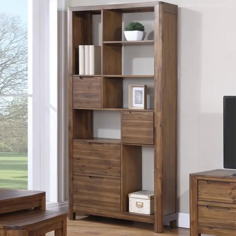 Monza Bookcase with 4 Drawers - Walnut