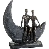 Moon Poly Design Sculpture - Burnished Bronze, Grey