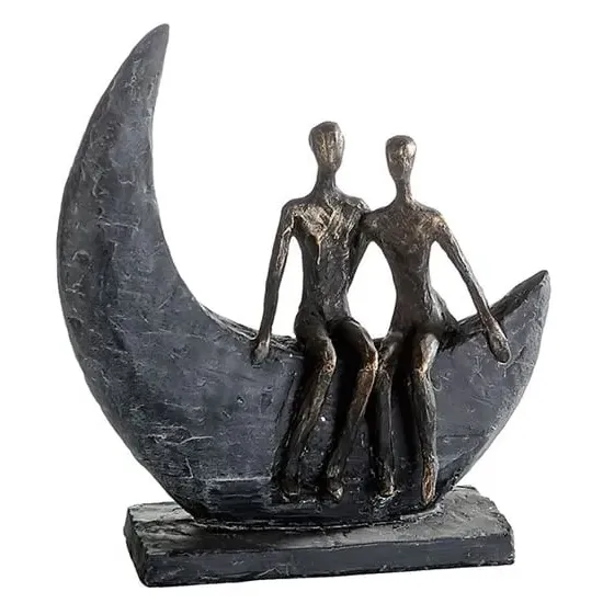 Moon Poly Design Sculpture - Burnished Bronze, Grey image