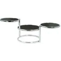 Moon Swivel Coffee Table with Rotating Shelves - Black, Glass