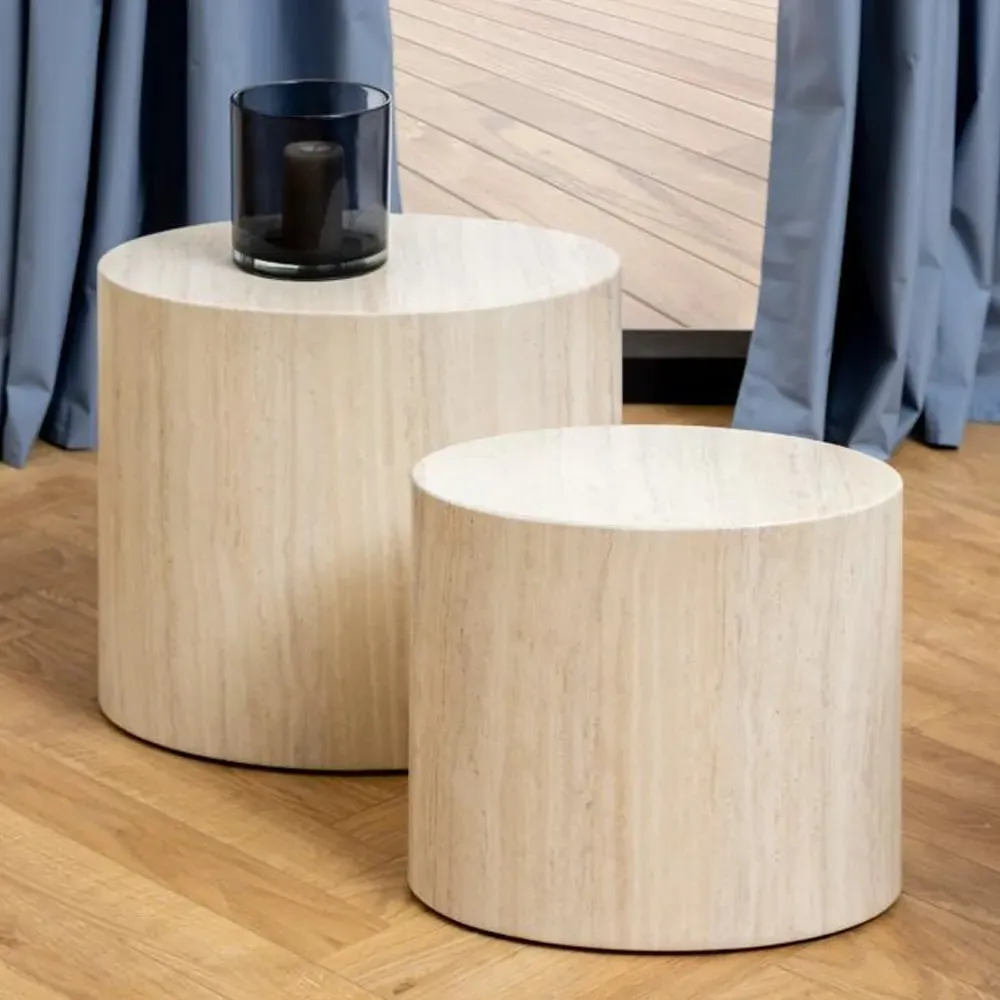 Moosic Oval Nesting Coffee Tables - Travertine