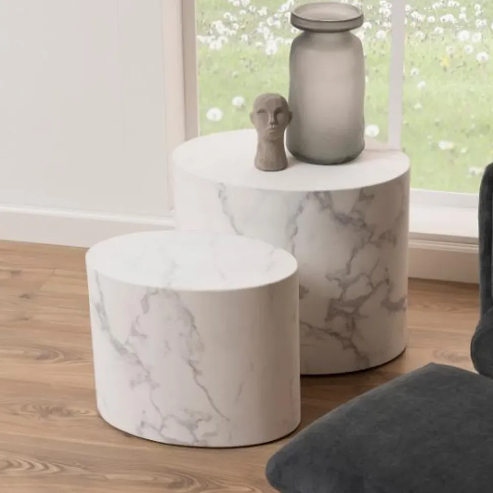 Moosic Oval Nesting Coffee Tables - White, MDF product