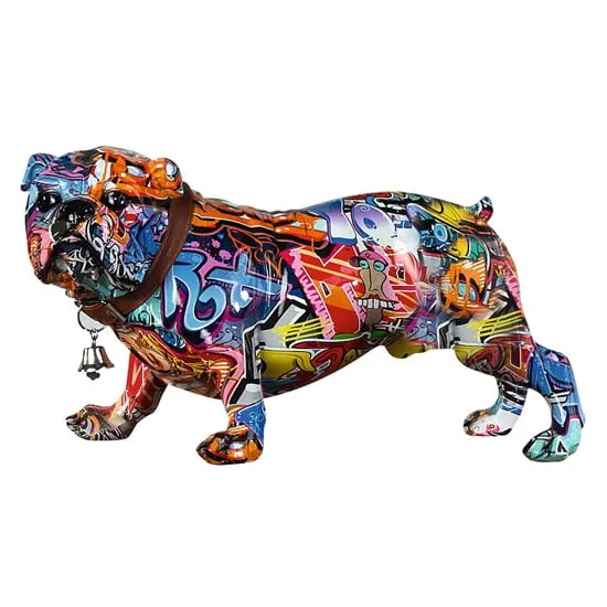 Mops Standing Pop Art Design Sculpture - Multicolour, Polyresin