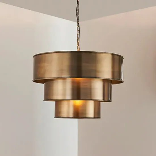 Morad 3-Shade Tiered Ceiling Pendant Light - Aged Brass, Steel product