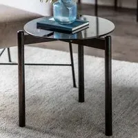Moraine Smoked Glass Side Table - Black, Oak