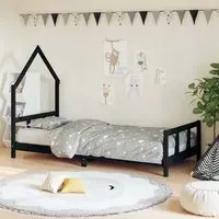 Moraira Single Bed Frame - Black, Pine Wood