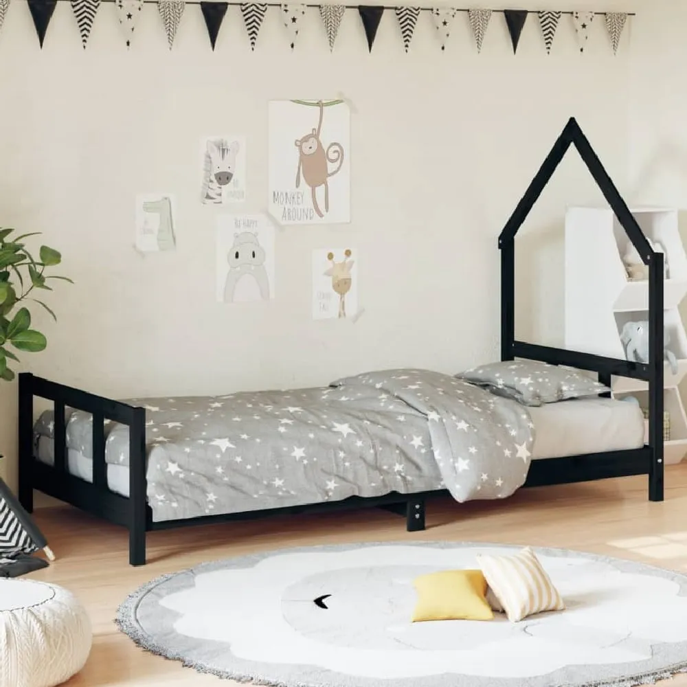 Moraira Single Bed Frame with Canopy - Black, Pine