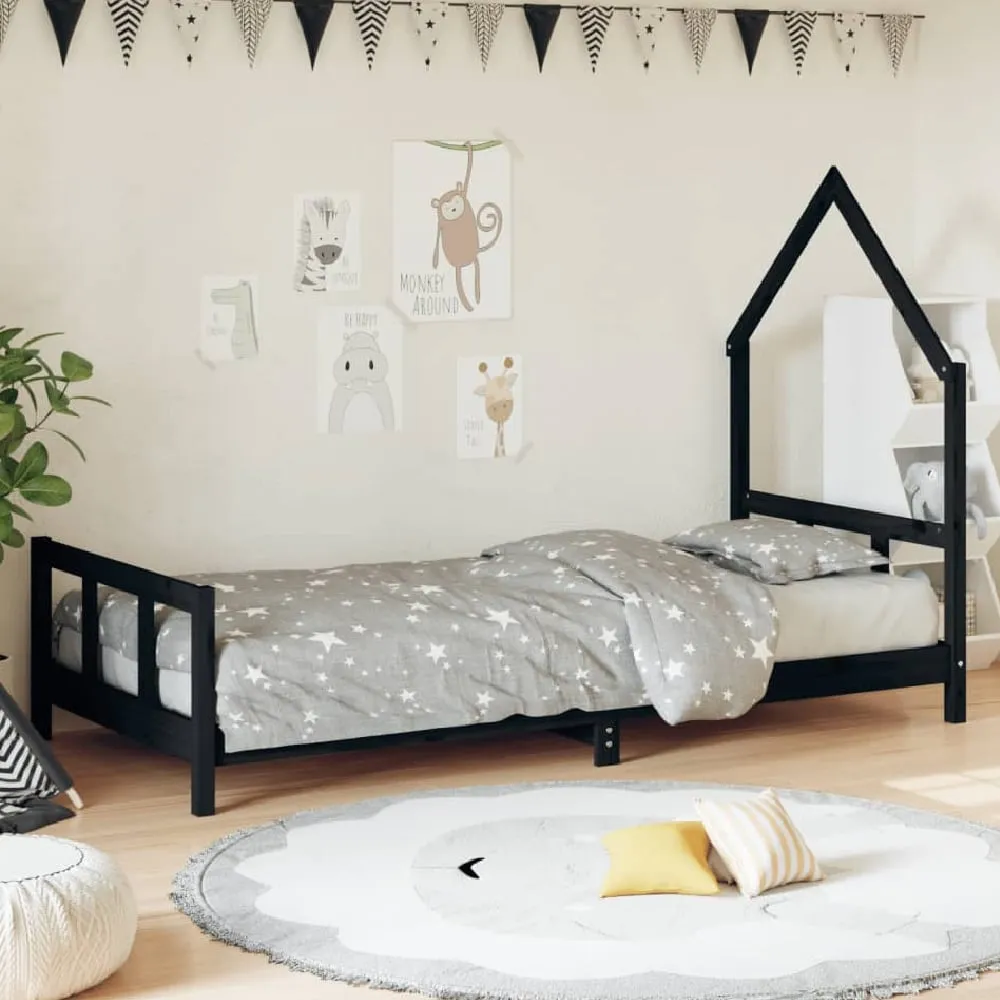 Moraira Single Bed Frame with Canopy - Black, Pine