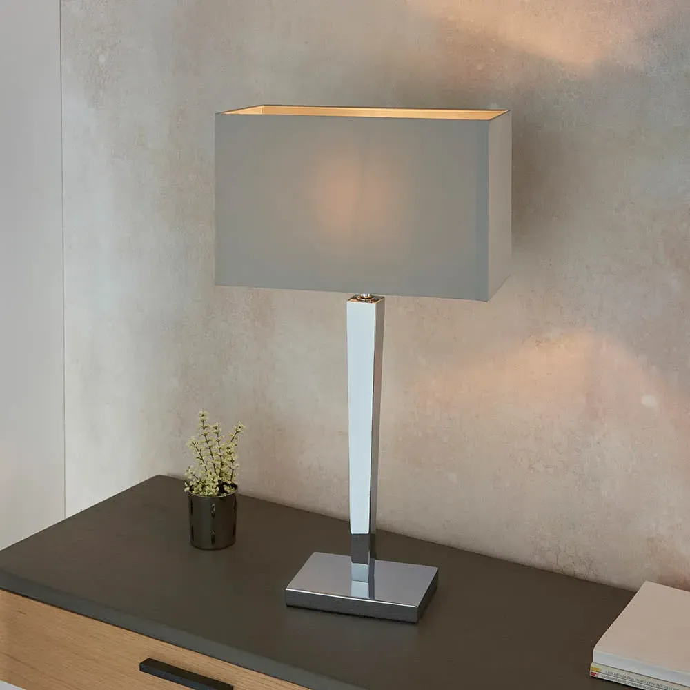 Morehead Table Lamp - Grey, Chrome