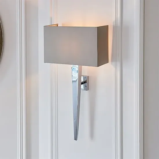 Moreto Grey Fabric Wall Light - Chrome, Grey
