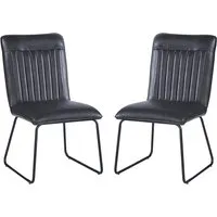 Morian Dining Chairs in Pair - Black, PU Leather alternate view