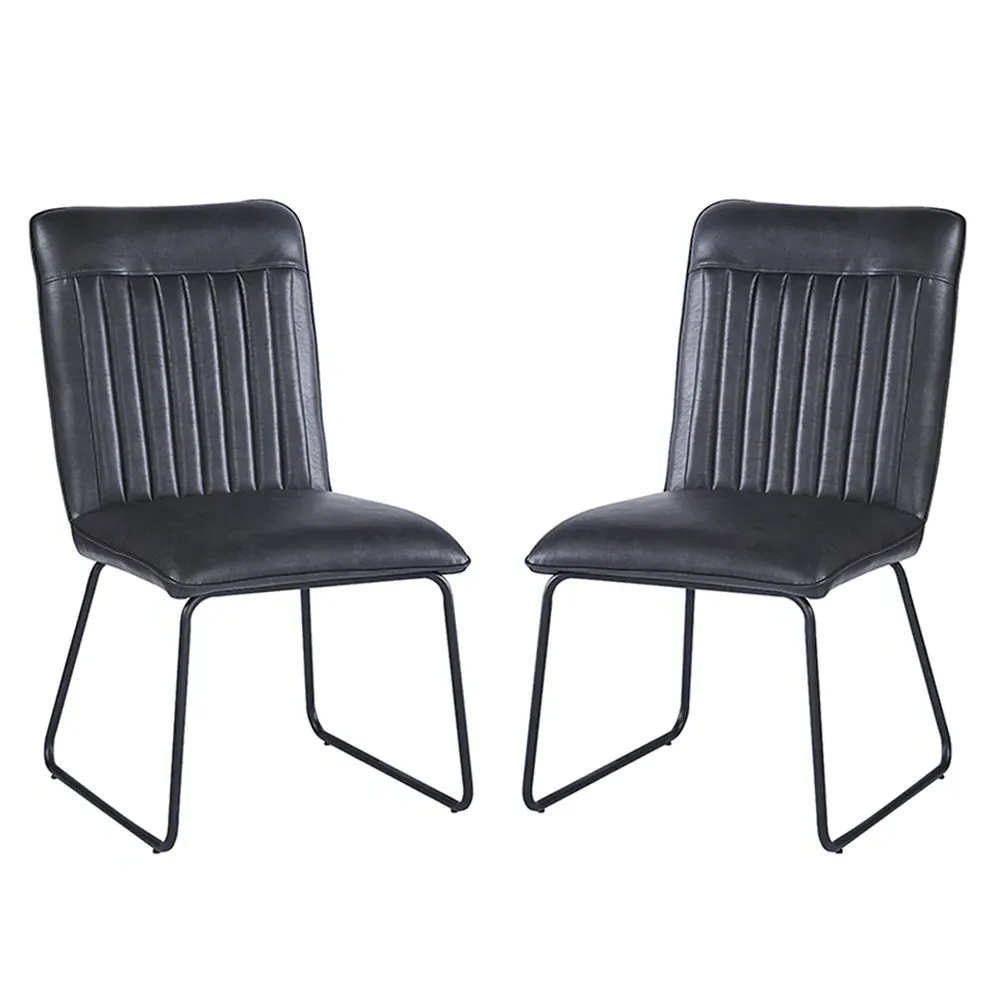 Morian Dining Chairs in Pair - Black, PU Leather product