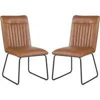 Morian Dining Chairs Pair - Brown, PU Leather alternate view