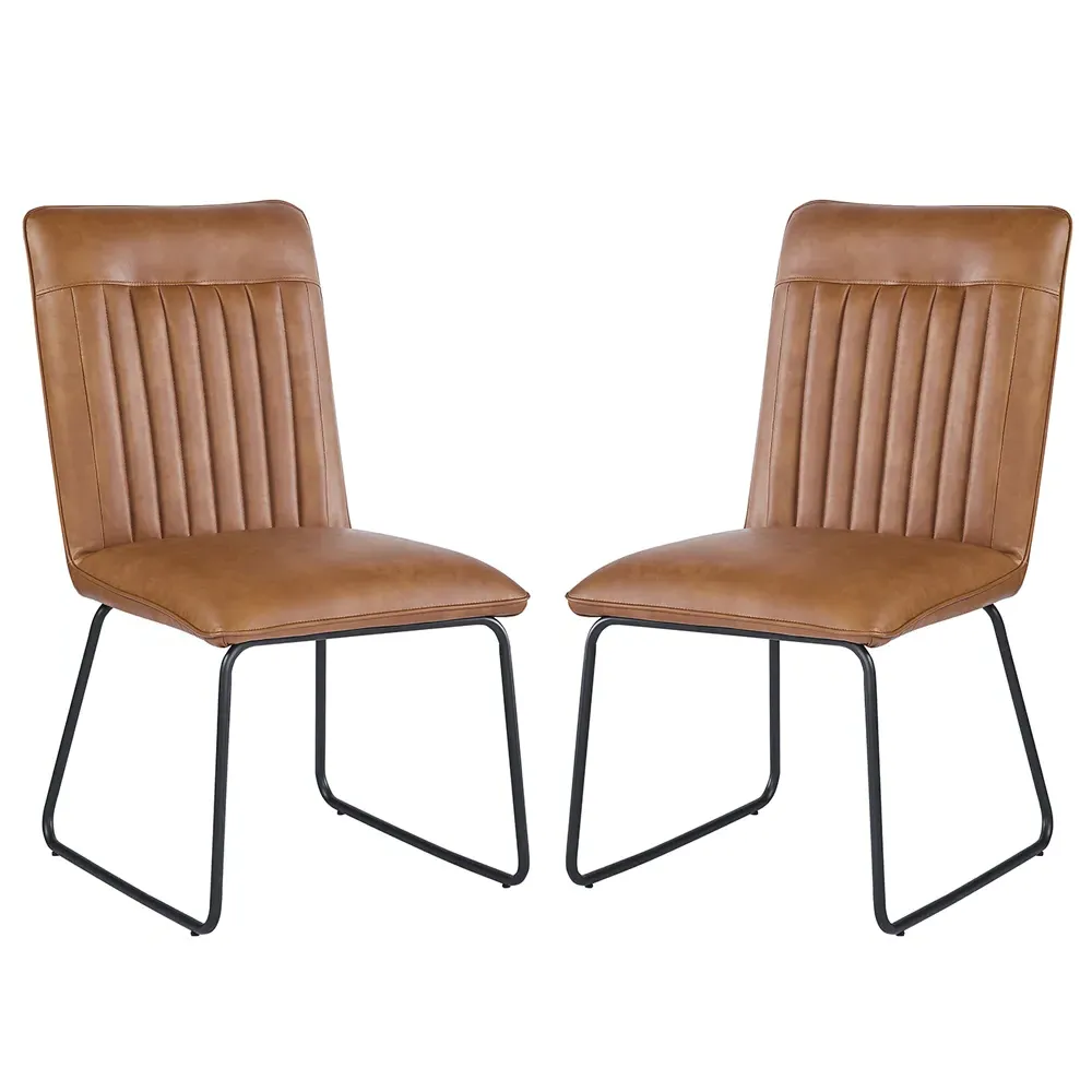 Morian Dining Chairs Pair - Brown, PU Leather product