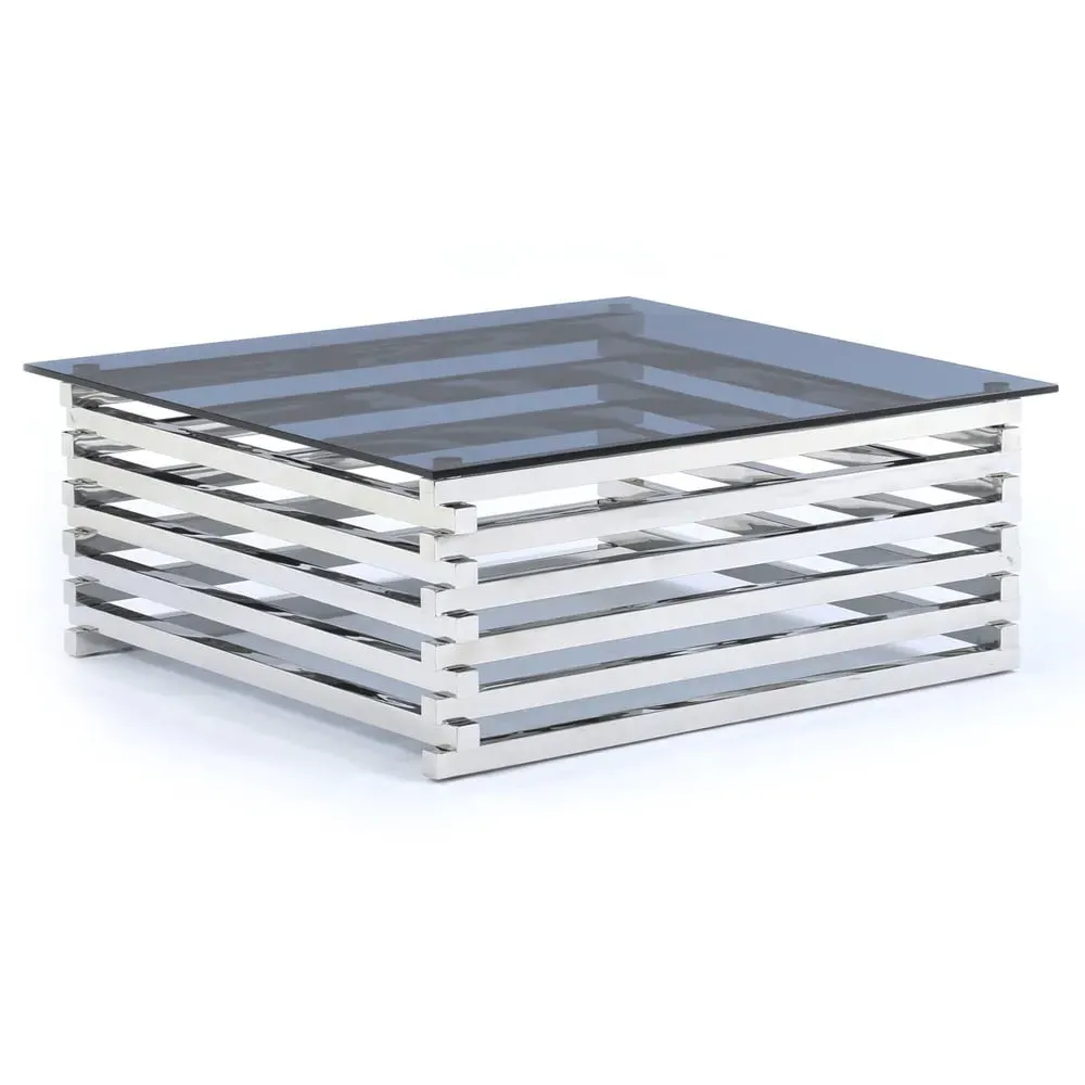 Morita Square Coffee Table - Tinted Glass, Steel