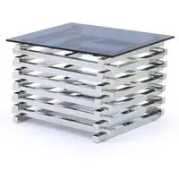 Morita Square End Table - Tinted Glass, Steel