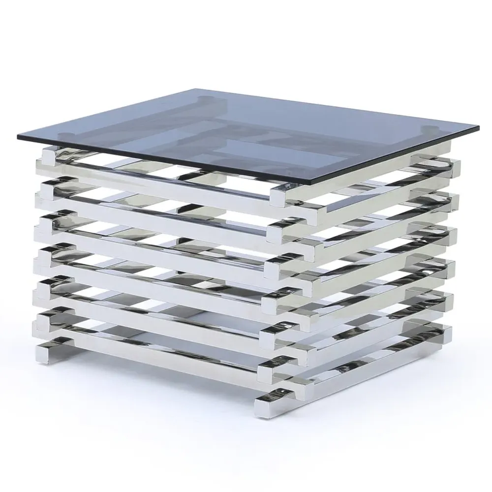 Morita Square End Table - Tinted Glass, Steel image
