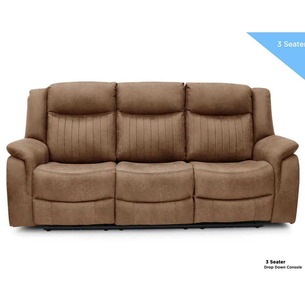 Morlix 3-Seater Electric Recliner Sofa with Console - Tan, Fabric product