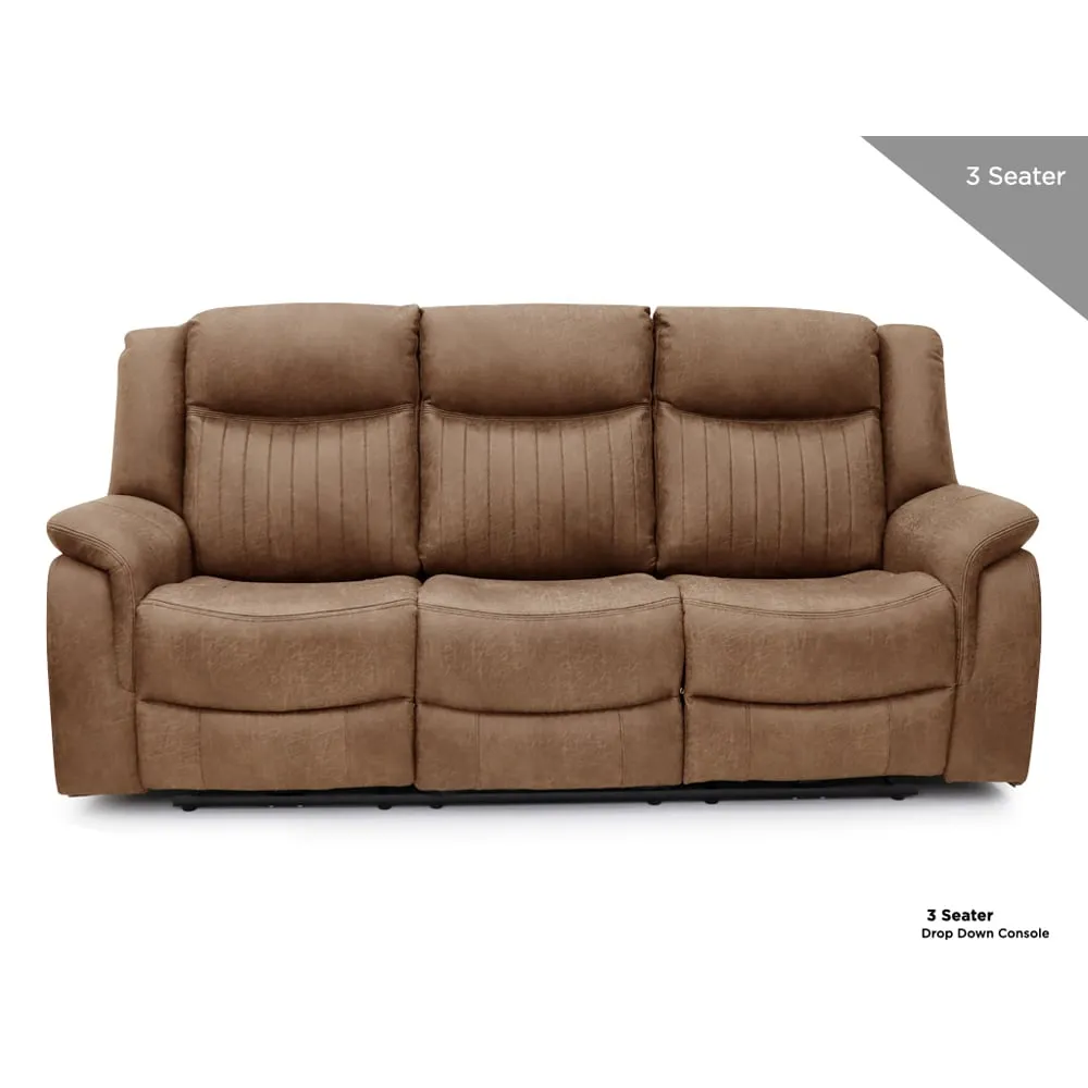 Morlix 3-Seater Reclining Sofa with Console - Tan, Fabric product