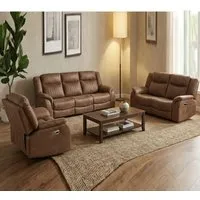 Morlix Reclining Sofa Suite 3+2+1 Seater - Tan, Fabric alternate view