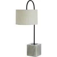 Moroni Curved Table Lamp - White, Linen