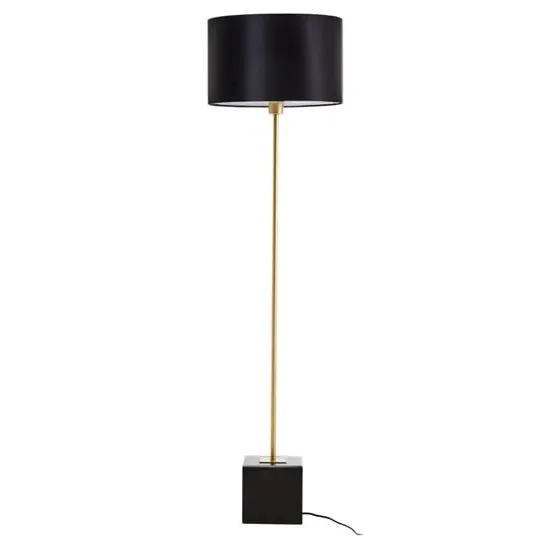 Moroni Floor Lamp with Marble Base - Black, Linen image