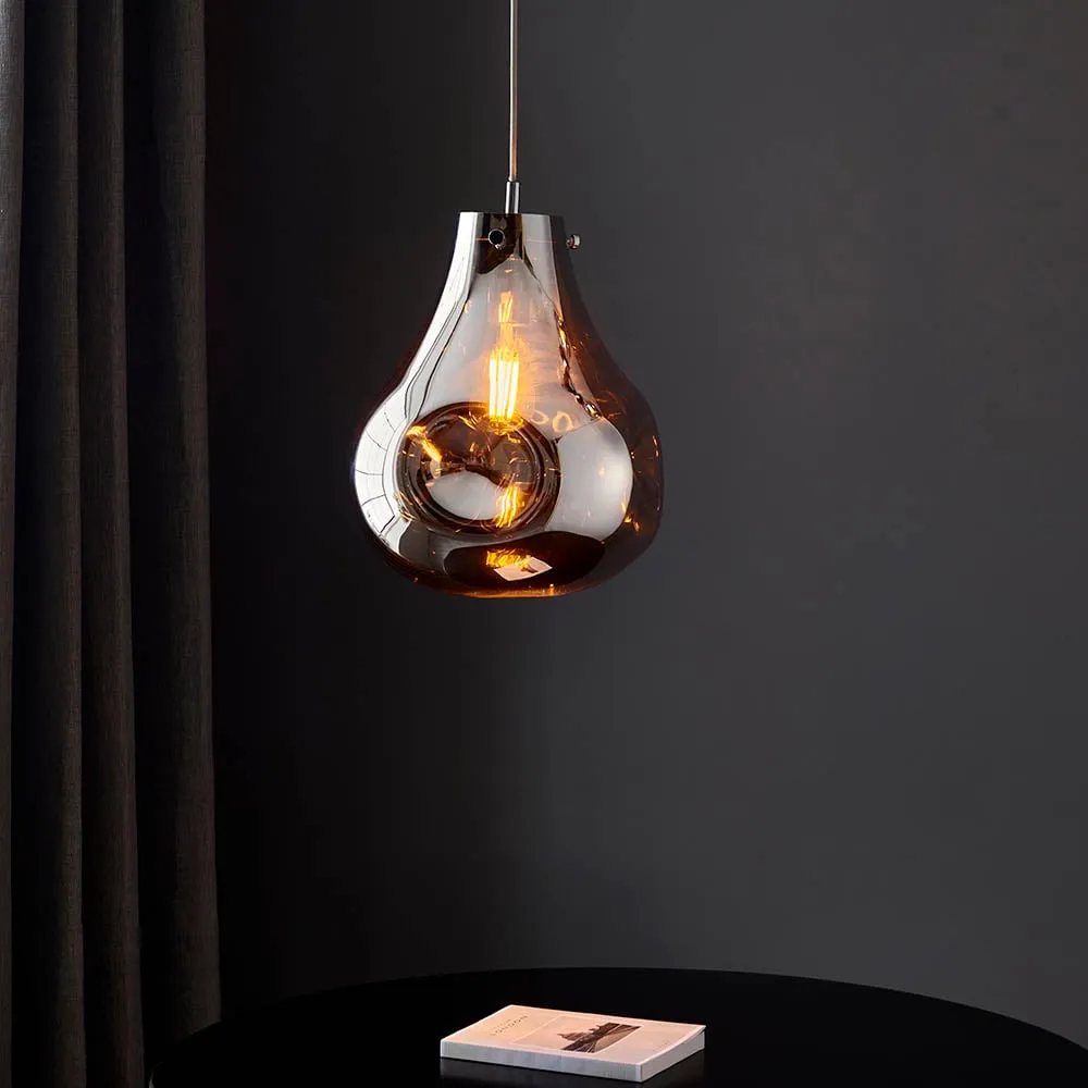 Morrison Blown Glass Pendant Ceiling Light - Chrome image