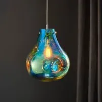 Morrison Blown Glass Pendant Ceiling Light - Petrol Metallic