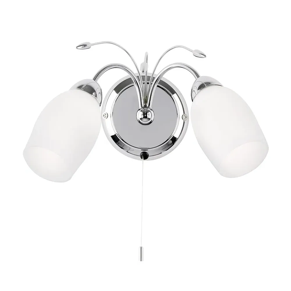Morristown 2 Light Twin Wall Light - Chrome, White