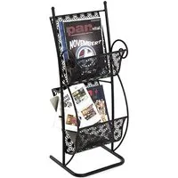 Morros 2 Shelves Metal Magazine Rack - Black