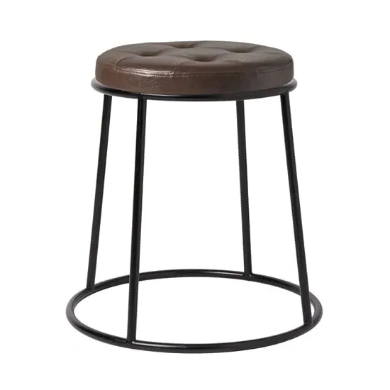 Mortan Low Stool - Brown, Faux Leather