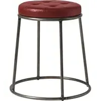 Mortan Low Stool - Red, Faux Leather