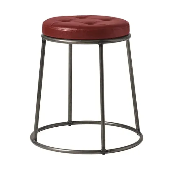 Mortan Low Stool - Red, Faux Leather