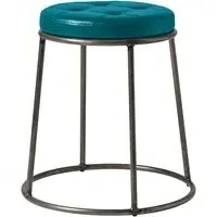Mortan Low Stool - Teal, Faux Leather