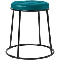 Mortan Low Stool - Teal, Faux Leather