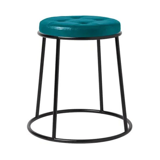 Mortan Low Stool - Teal, Faux Leather