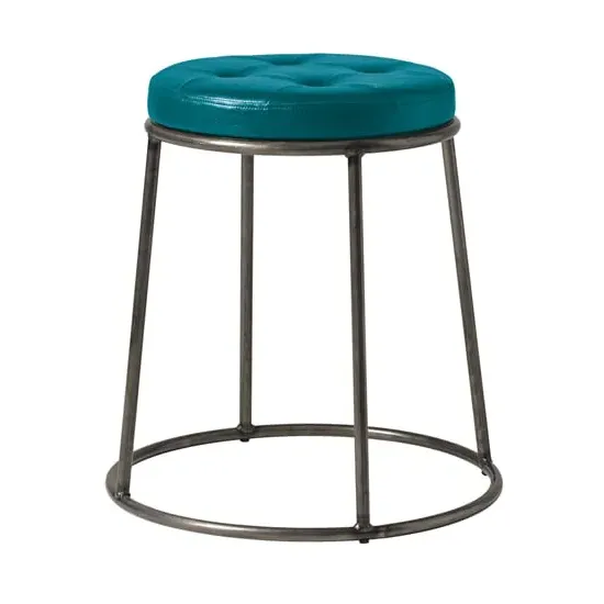 Mortan Low Stool - Teal, Faux Leather