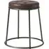 Mortan Low Stool with Leather Seat - Brown, Metal