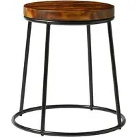 Mortan Low Stool with Rustic Seat - Black, Pine