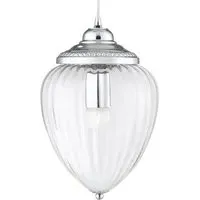 Moscow Ribbed Glass Pendant Light - Chrome