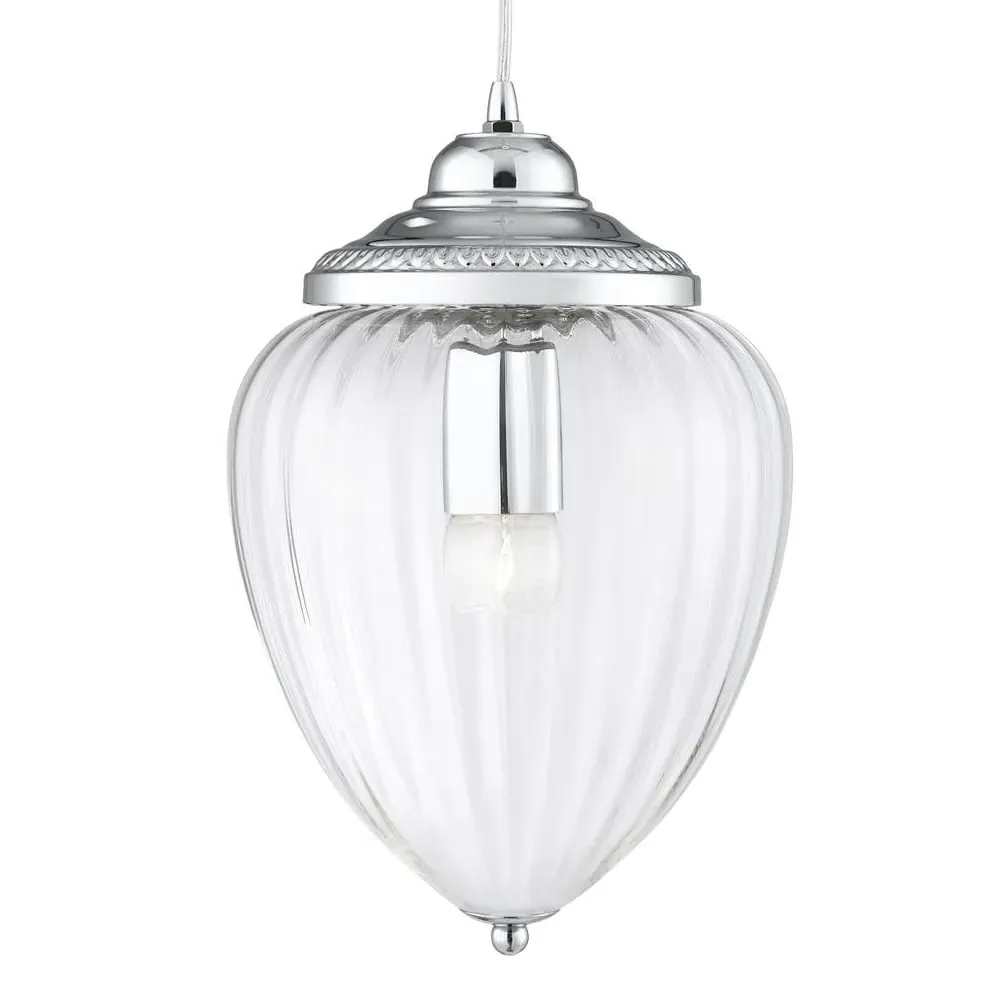 Moscow Ribbed Glass Pendant Light - Chrome
