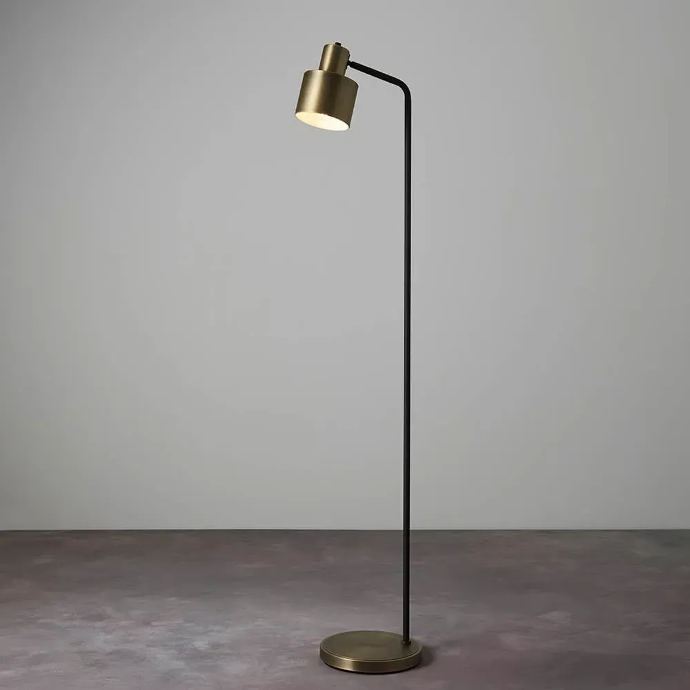Mosinee Metal Floor Lamp - Antique Brass, Black