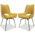 Mosul Dining Chairs with Steel Legs - Yellow, Leather