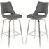 Mosul Swivel Bar Chairs with Steel Legs - Graphite Grey, Leather