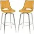 Mosul Swivel Bar Chairs with Steel Legs - Yellow, Leather
