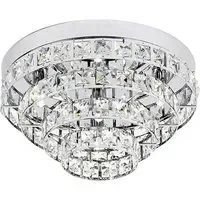 Motown 4 Light Flush Ceiling Light with Crystals - Chrome