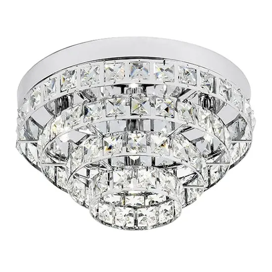 Motown 4 Light Flush Ceiling Light with Crystals - Chrome